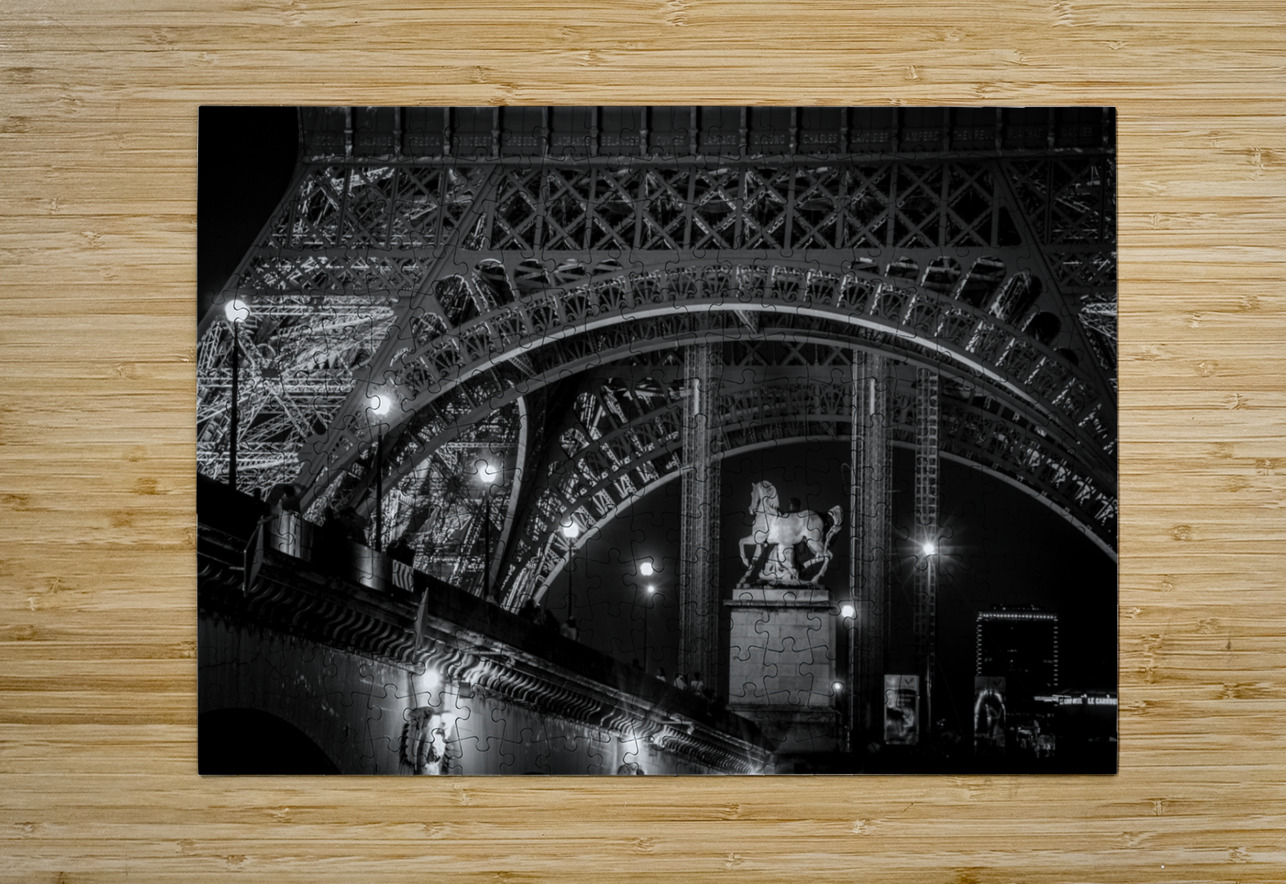 pont d iena bridge base of eiffel tower  horizont Black And White Puzzle printing