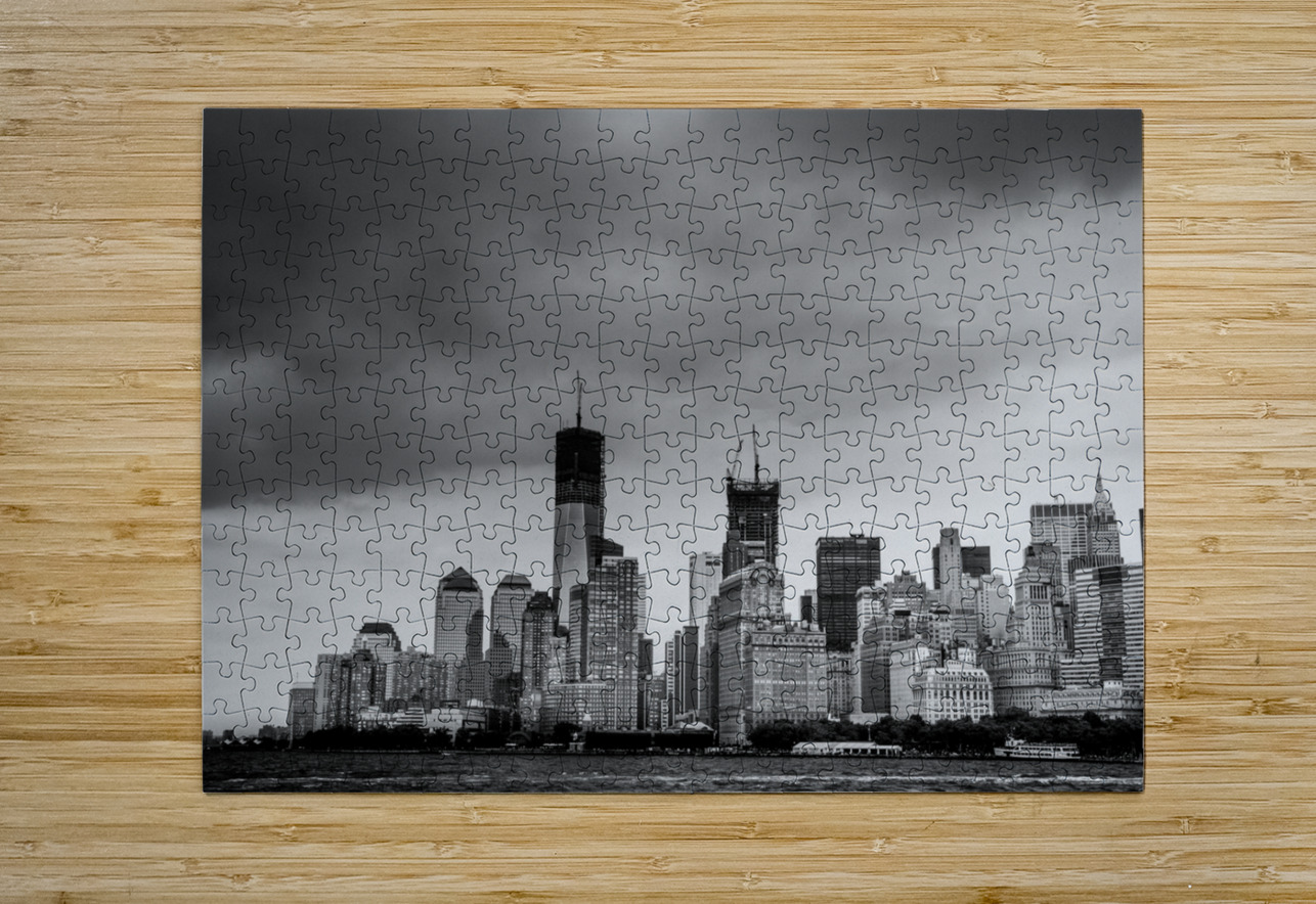 battery park lower manhattan skyline  horizontal Black And White Puzzle printing