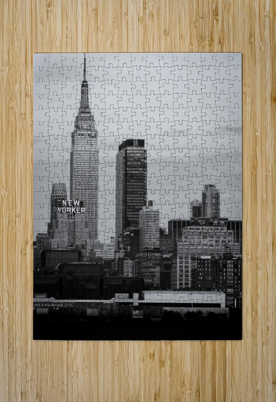 empire state building midtown skyline  vertical 1 Black And White Puzzle printing