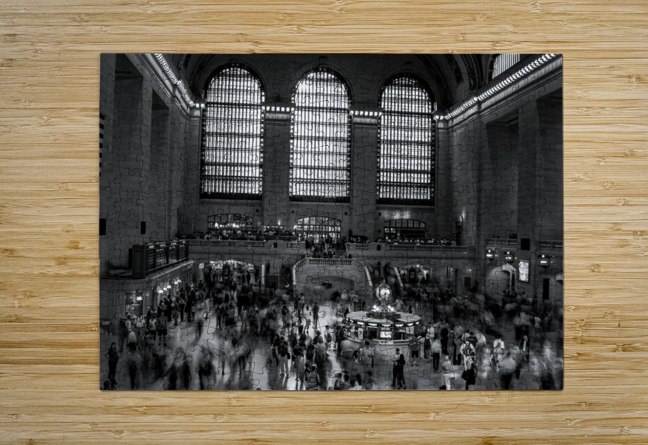 grand central terminal rush hour  horizontal 1493 Black And White Puzzle printing