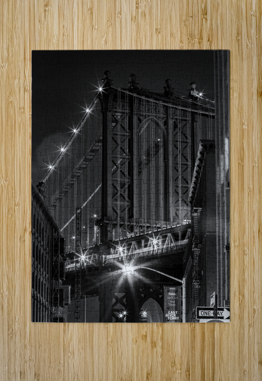 manhattan bridge washington street brooklyn  vert Black And White Puzzle printing