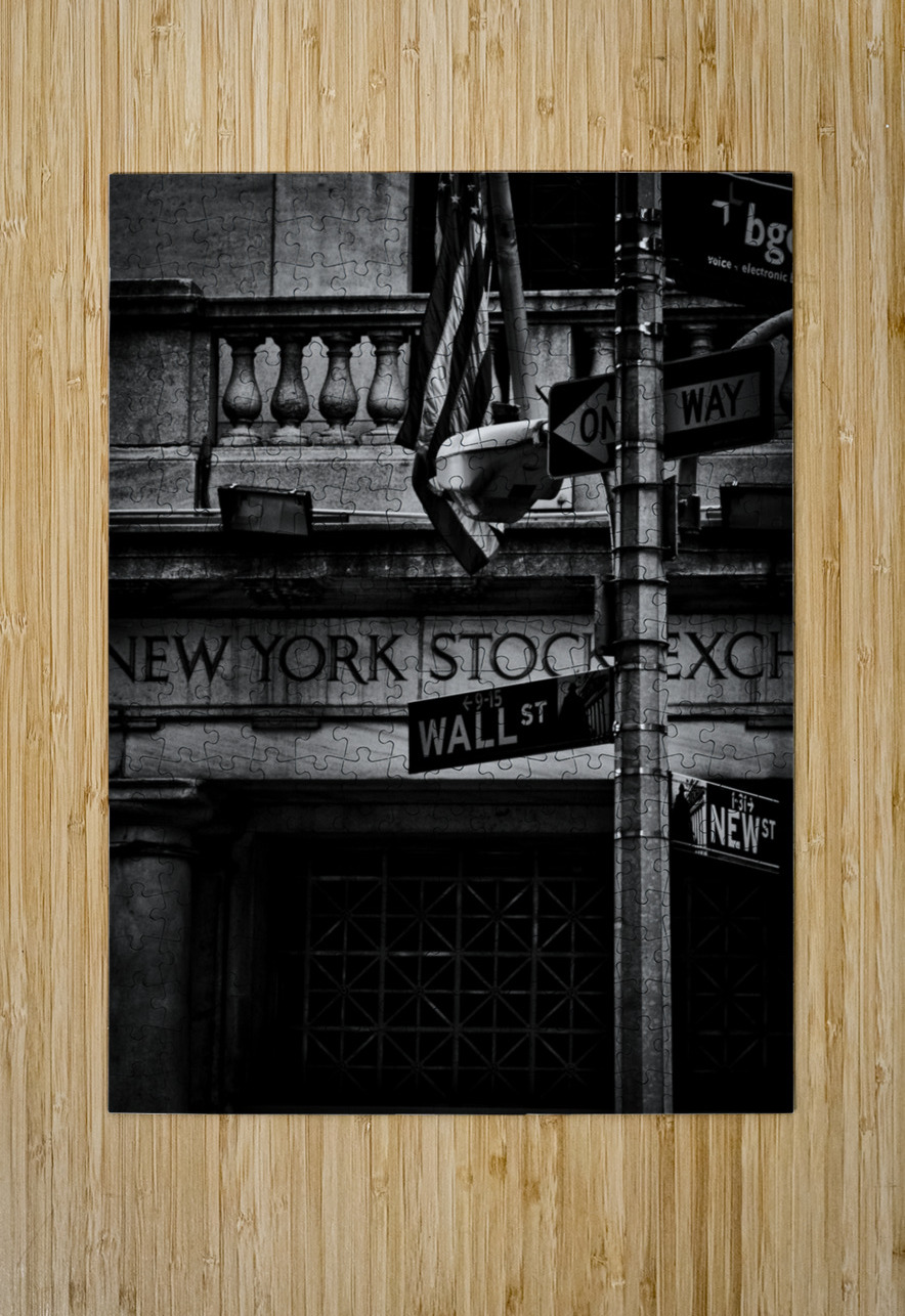 new york stock exchange  vertical 1475 Nyse 13k.j Black And White Puzzle printing