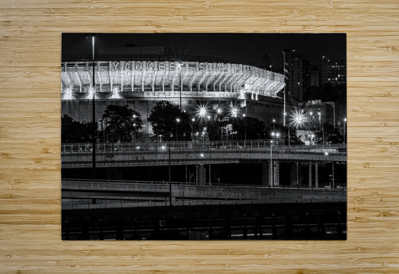 old yankee stadium at night  horizontal 2939 Bomb Black And White Puzzle printing