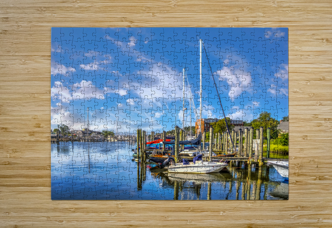 Blue Skies over Mystic River Shelia Hunt Photography Puzzle printing