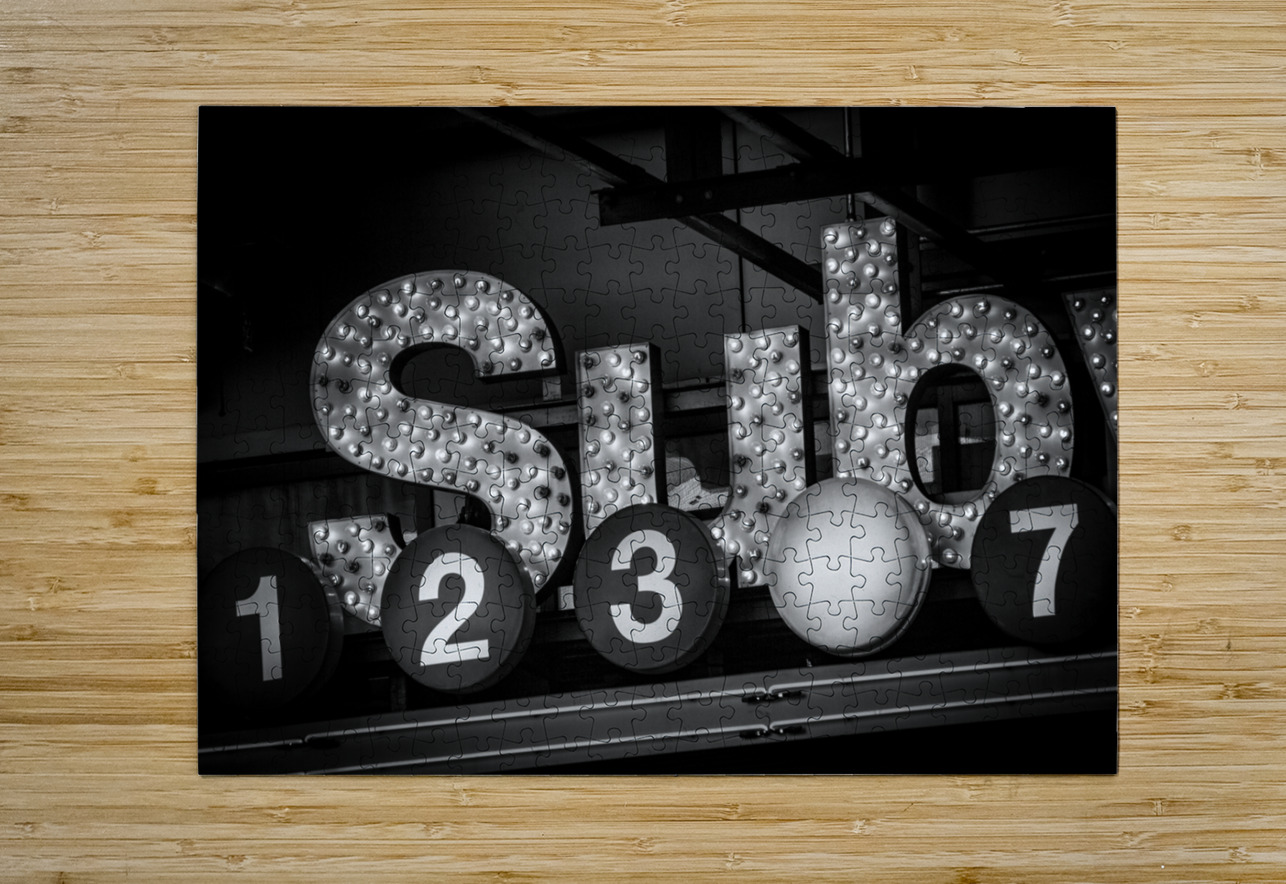 subway sign times square  horizontal 1502 Sub 13k Black And White Puzzle printing