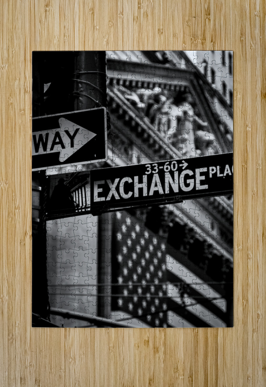 wall street broad exchange place  vertical 1441 E Black And White Puzzle printing