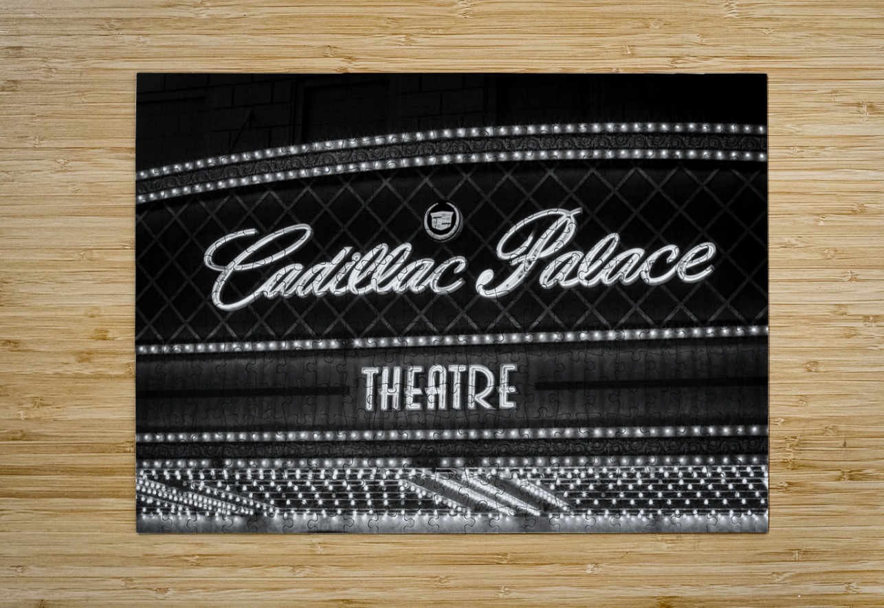 cadillac palace theatre  horizontal 1185 Cadillac Black And White Puzzle printing