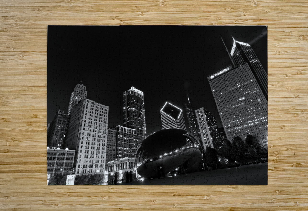 cloud gate bean at night  horizontal 1189 Cloud 1 Black And White Puzzle printing