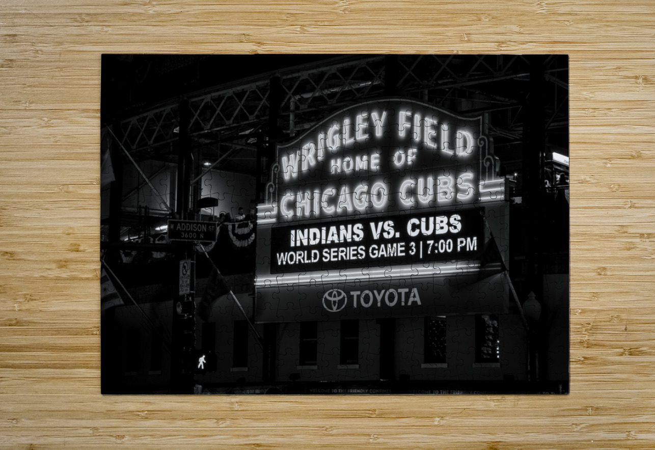 the 2016 world series at wrigley field  horizonta Black And White Puzzle printing