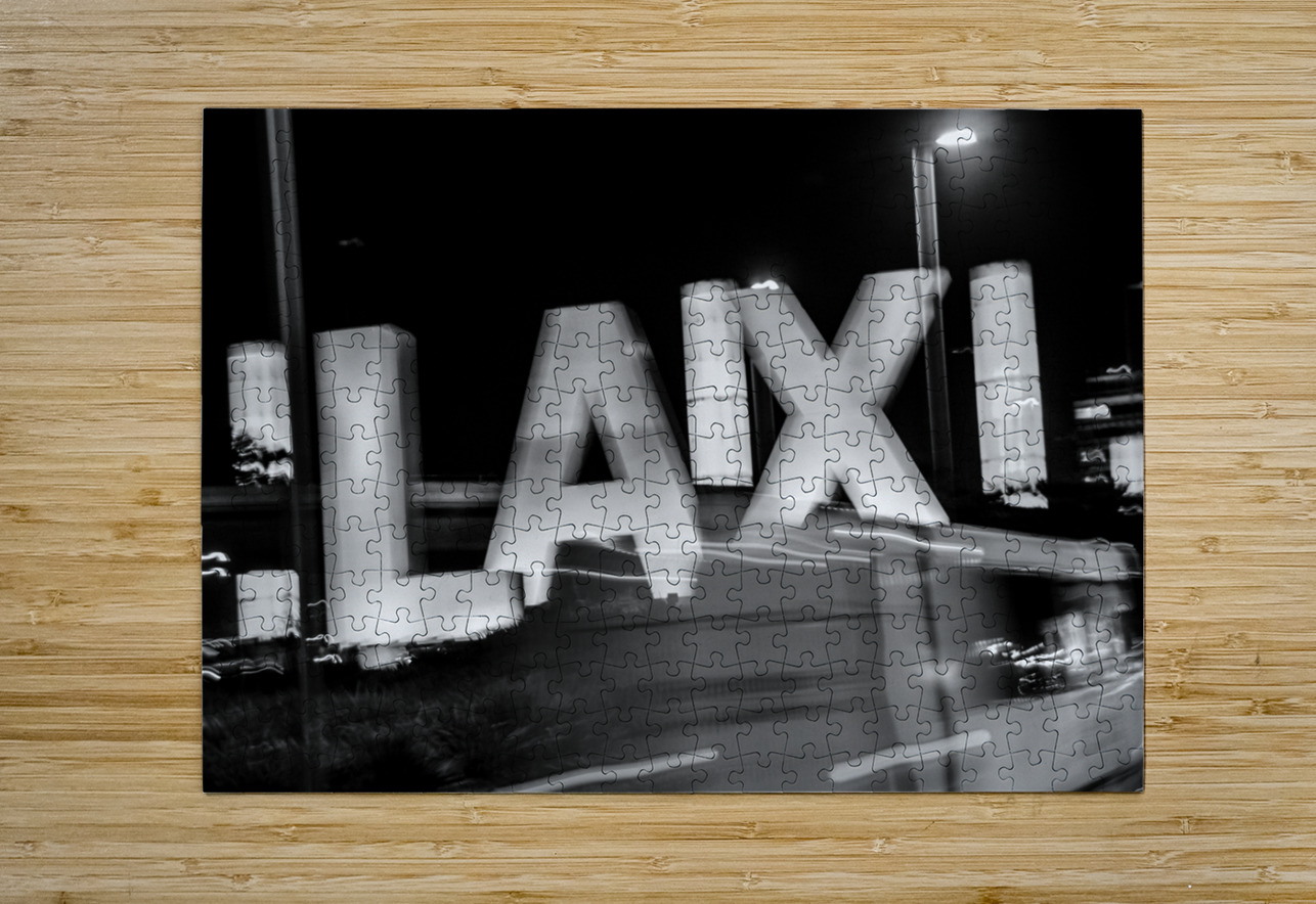 blurry LAX sign  horizontal 2173 Laix 13k Black And White Puzzle printing
