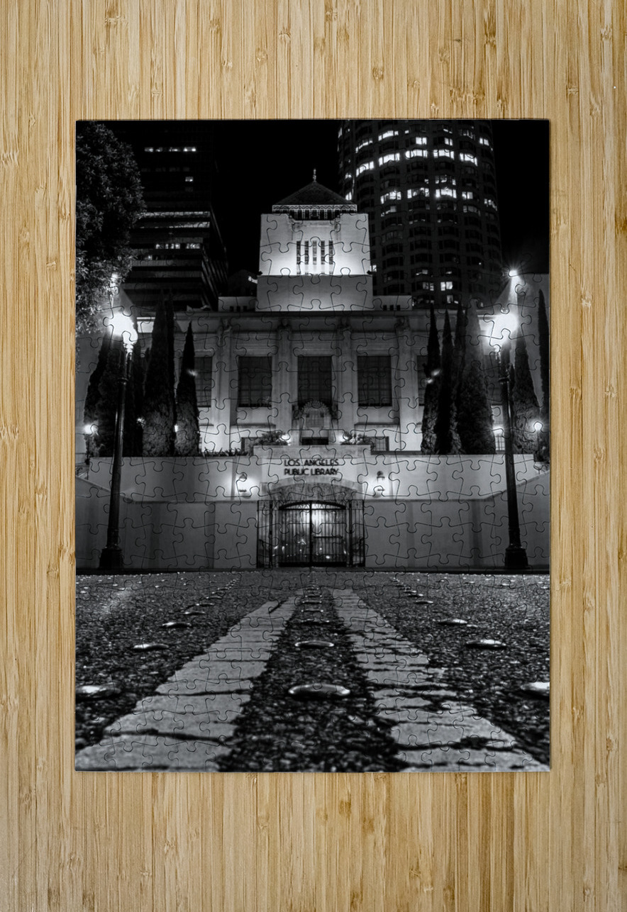 los angeles public library  vertical 2177 Library Black And White Puzzle printing