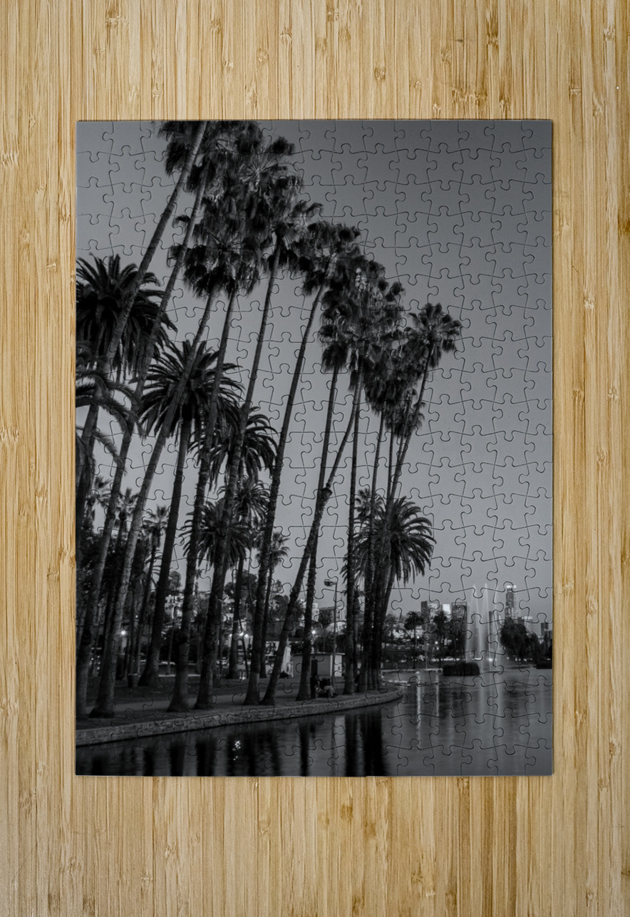 tall palm trees echo park  vertical 2182 Montrose Black And White Puzzle printing