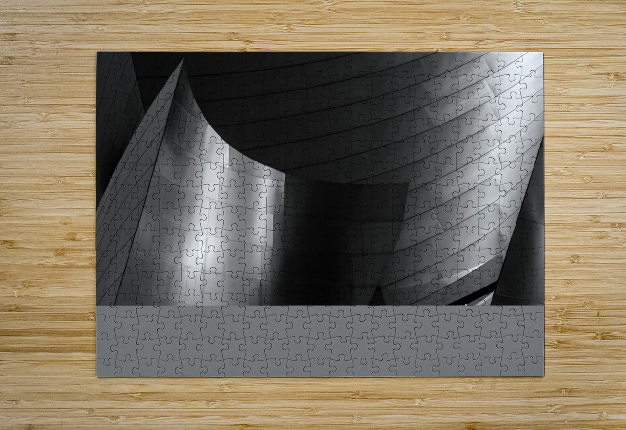 stainless steel walt disney concert hall  horizon Black And White Puzzle printing