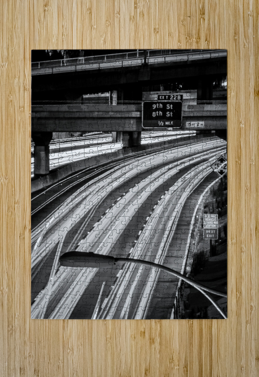 the 110 freeway downtown los angeles  vertical 21 Black And White Puzzle printing
