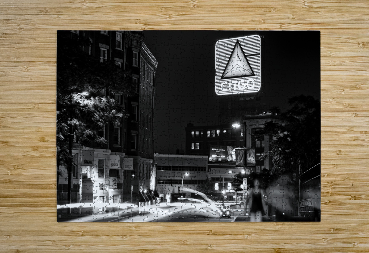 brookline avenue citgo sign  horizontal 24 Brookl Black And White Puzzle printing