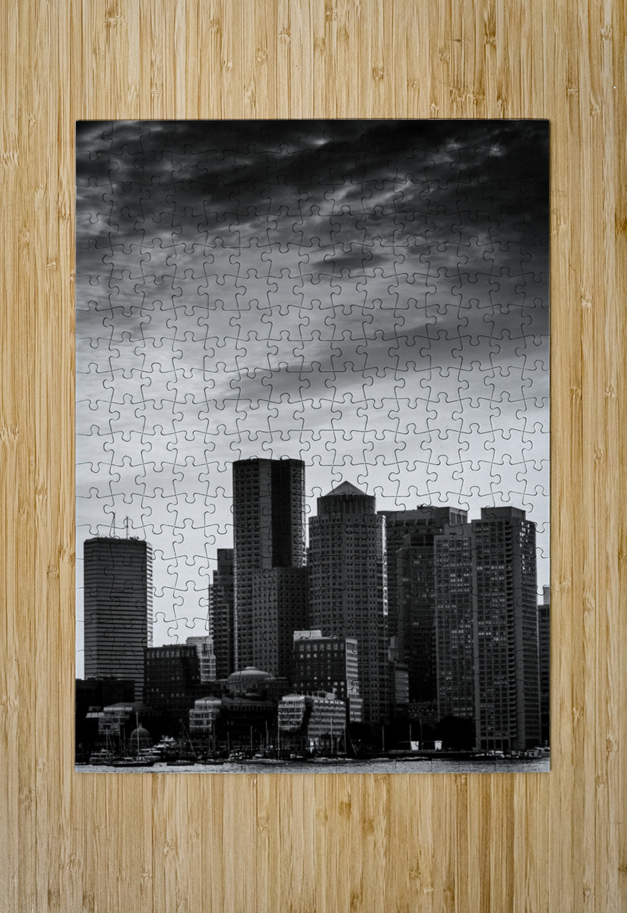 boston skyline dusk  vertical 1246 Dusk 13k Black And White Puzzle printing