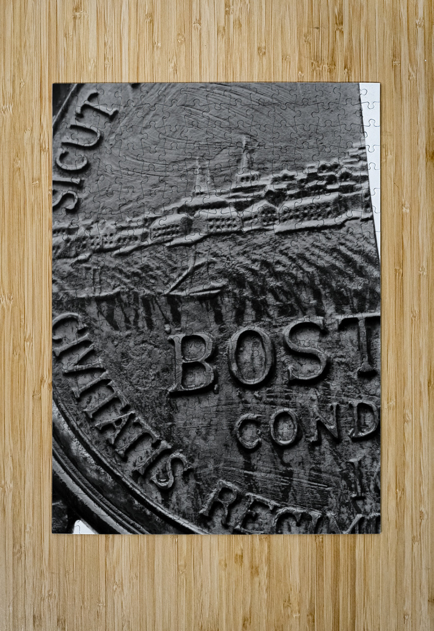 seal of boston public garden gates  vertical 1371 Black And White Puzzle printing