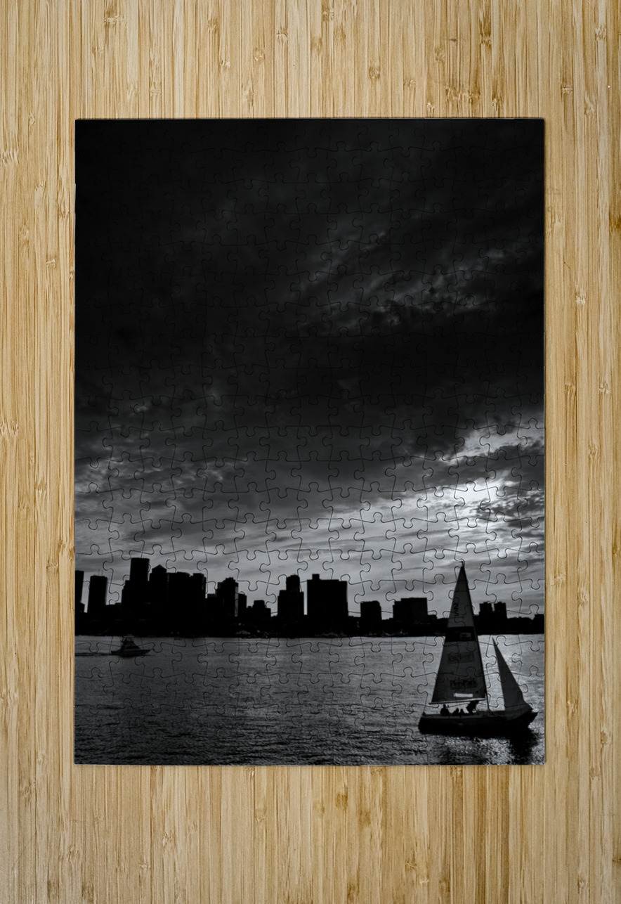 sail boat boston harbor  vertical 1247 Sail 13k.j Black And White Puzzle printing