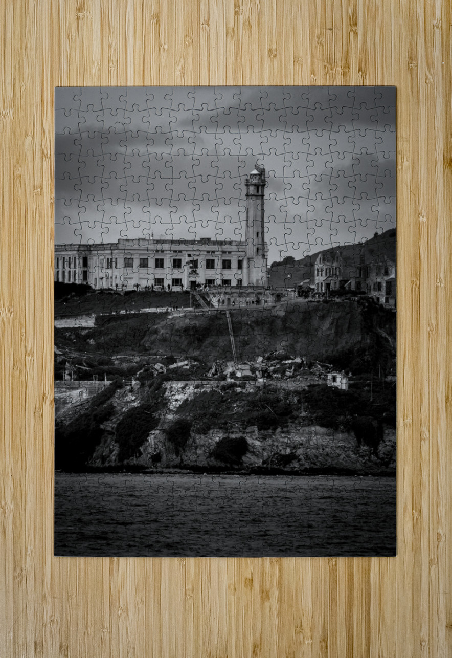 alcatraz island san francisco bay  vertical 2842 Black And White Puzzle printing