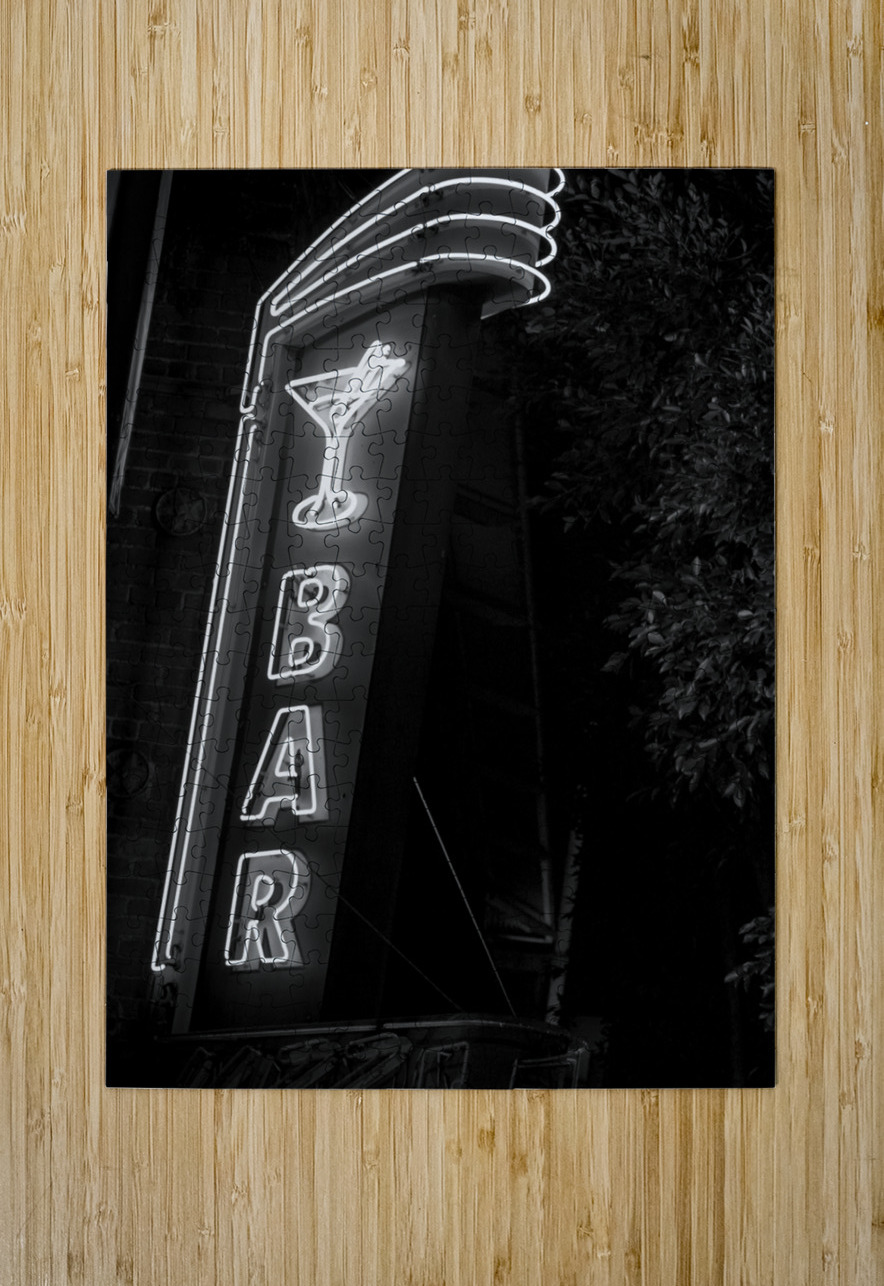 bar sign above dirty martini  vertical 488 Bar 13 Black And White Puzzle printing