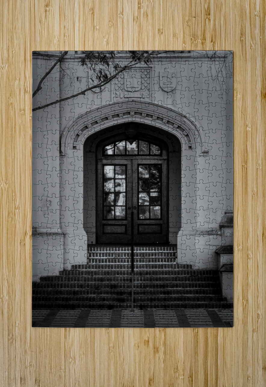 ableist entrance moses hall uc berkeley  vertical Black And White Puzzle printing