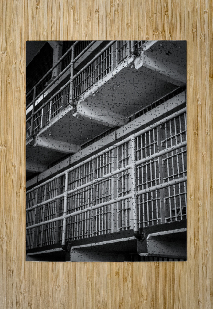 alcatraz cellblock  vertical 2817 Cellblock 13k.j Black And White Puzzle printing