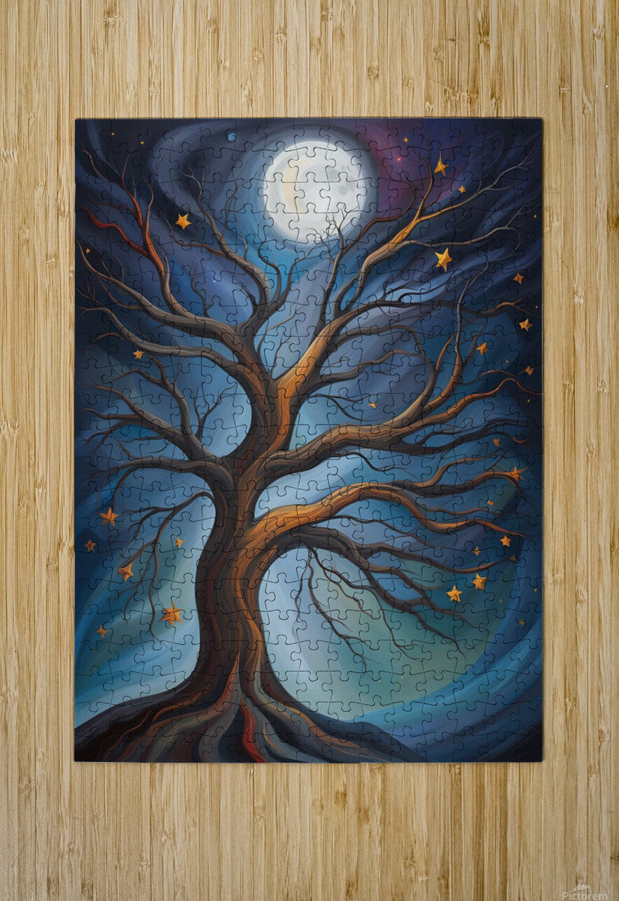 tree branches mystical moon expressionist oil pai Ravend Puzzle printing