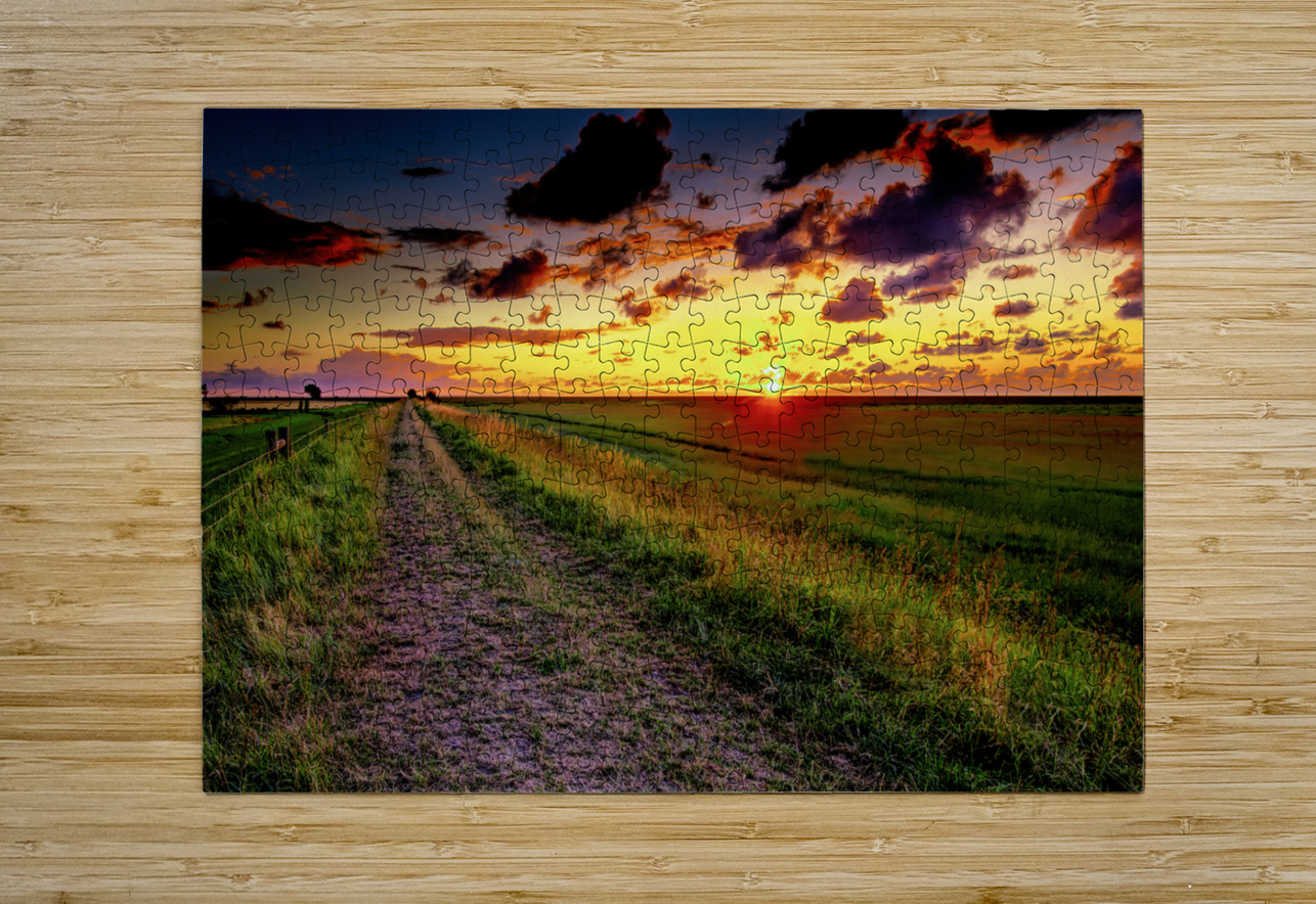 Mont Saint Michel Farm Field at Sunset Norma Brandsberg Photography Puzzle printing