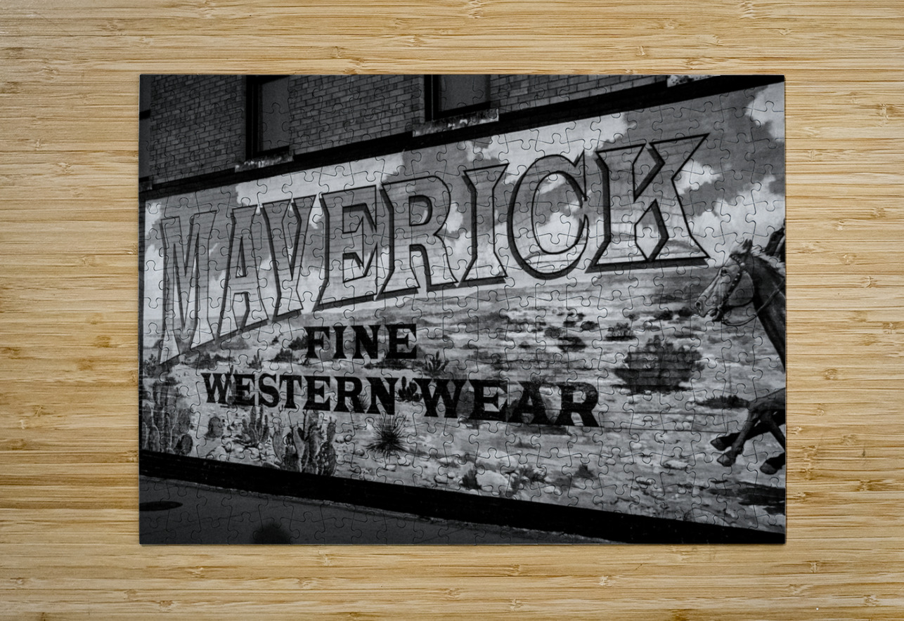 maverick fine western wear mural  horizontal 811 Black And White Puzzle printing
