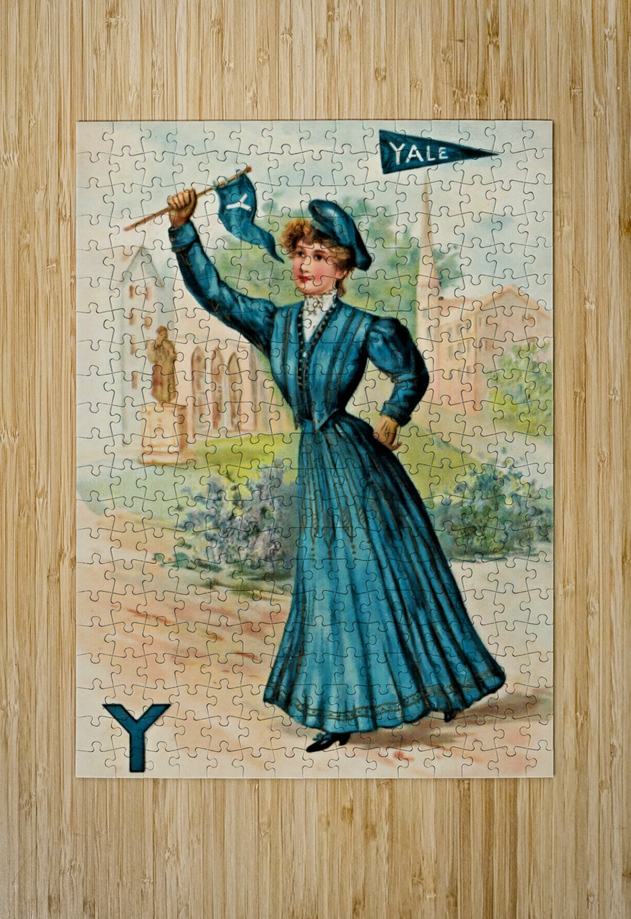 vintage yale lady with pennant Row One Brand Puzzle printing