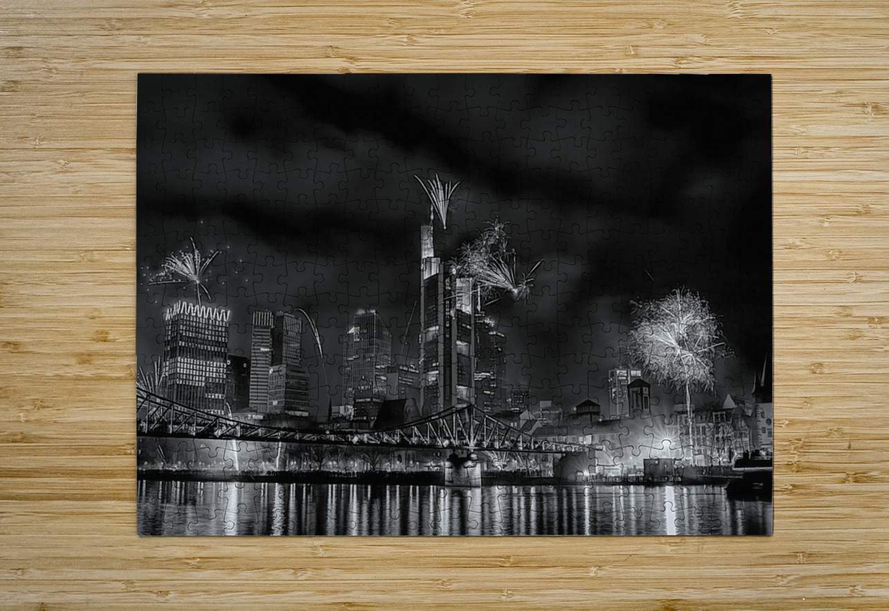 Frankfurt New Years in Black and White Norma Brandsberg Photography Puzzle printing