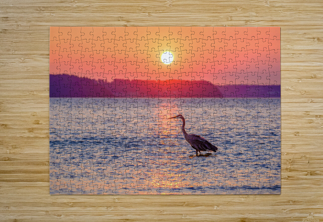 Blue Heron Sunrise Brad Millett Photography Puzzle printing
