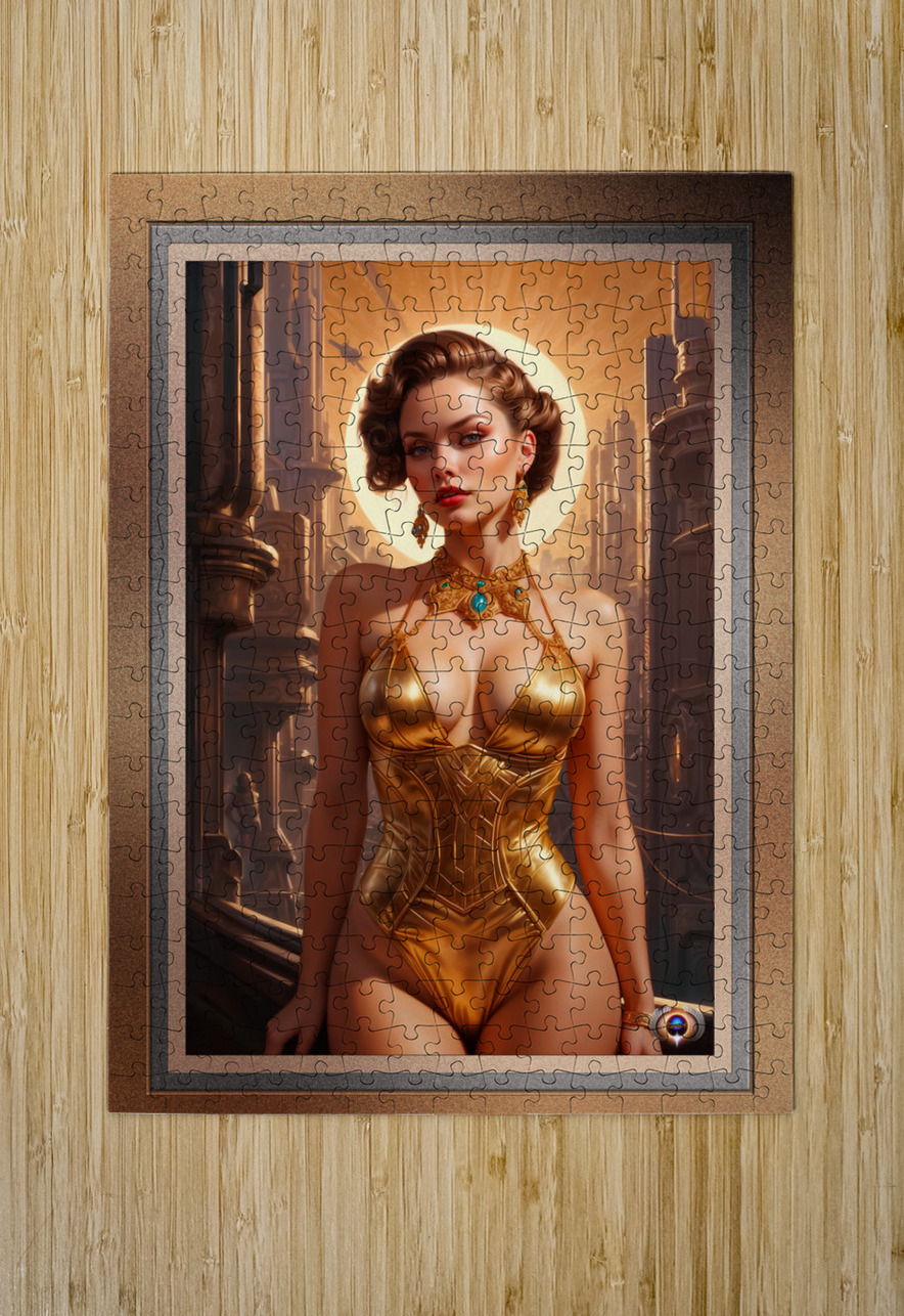 She Has That Look Mesmerizing AI Concept Art Retro Fusion Pin Up Portrait by Xzendor7 xzendor7 Puzzle printing