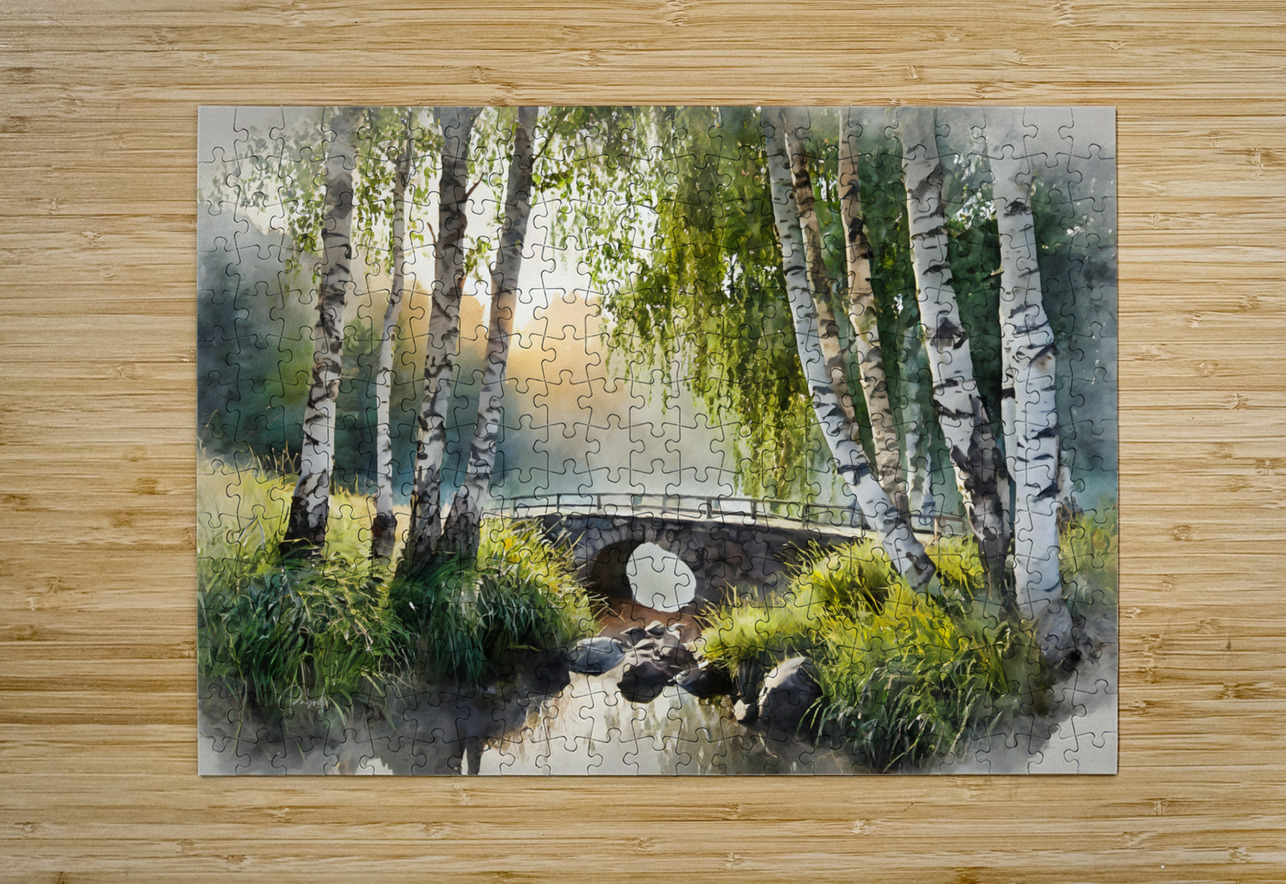 Birch Glen Stone Bridge Pabodie Art Puzzle printing