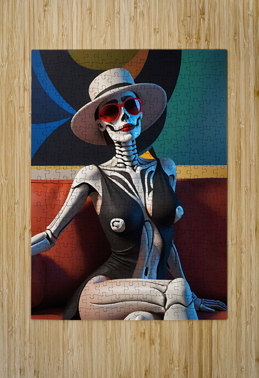 Skeletal Serenade A Hauntingly Elegant Portrait Esmonbijouart Puzzle printing