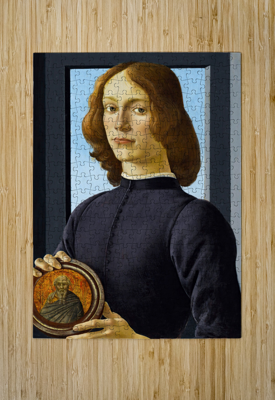  Sandro Botticelli 1445 1510  Portrait of a young man holding a roundel TOPARTGALLERY Puzzle printing