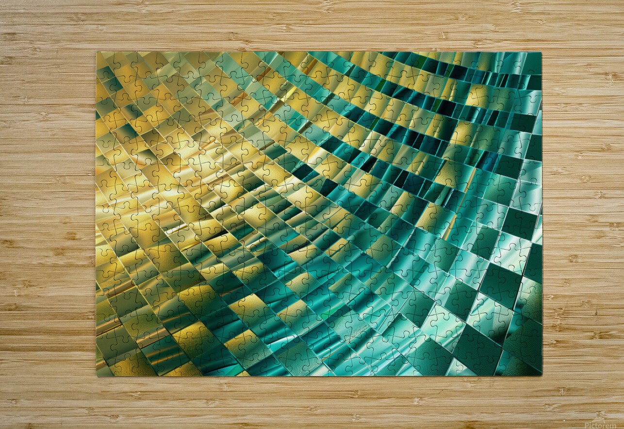 Abstract fractal background with golden and blue pattern Krit of Studio OMG Puzzle printing