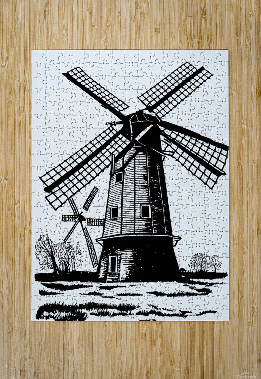 windmill drawing structure old vintage netherland Sastroredjo Puzzle printing