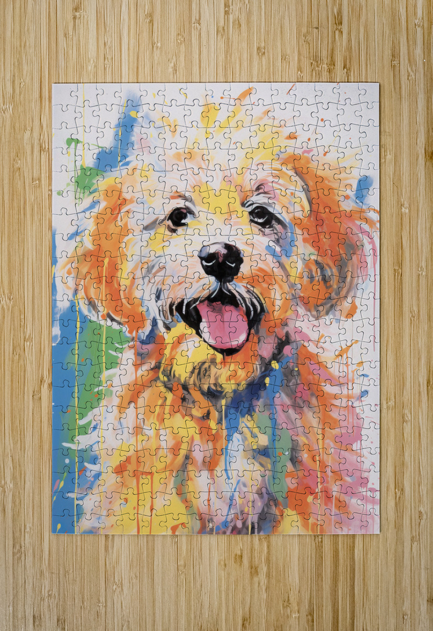 QAN 1055 – Goldie Bold Colorful Happy Puppy Masterwork Reimagined Puzzle printing