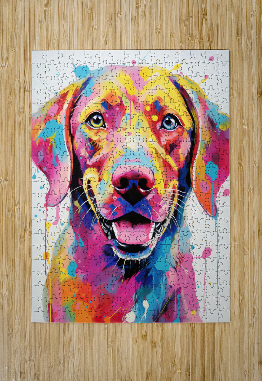 QAN 1062 – Bold Painted Lab Colorful Happy Dog. Masterwork Reimagined Puzzle printing