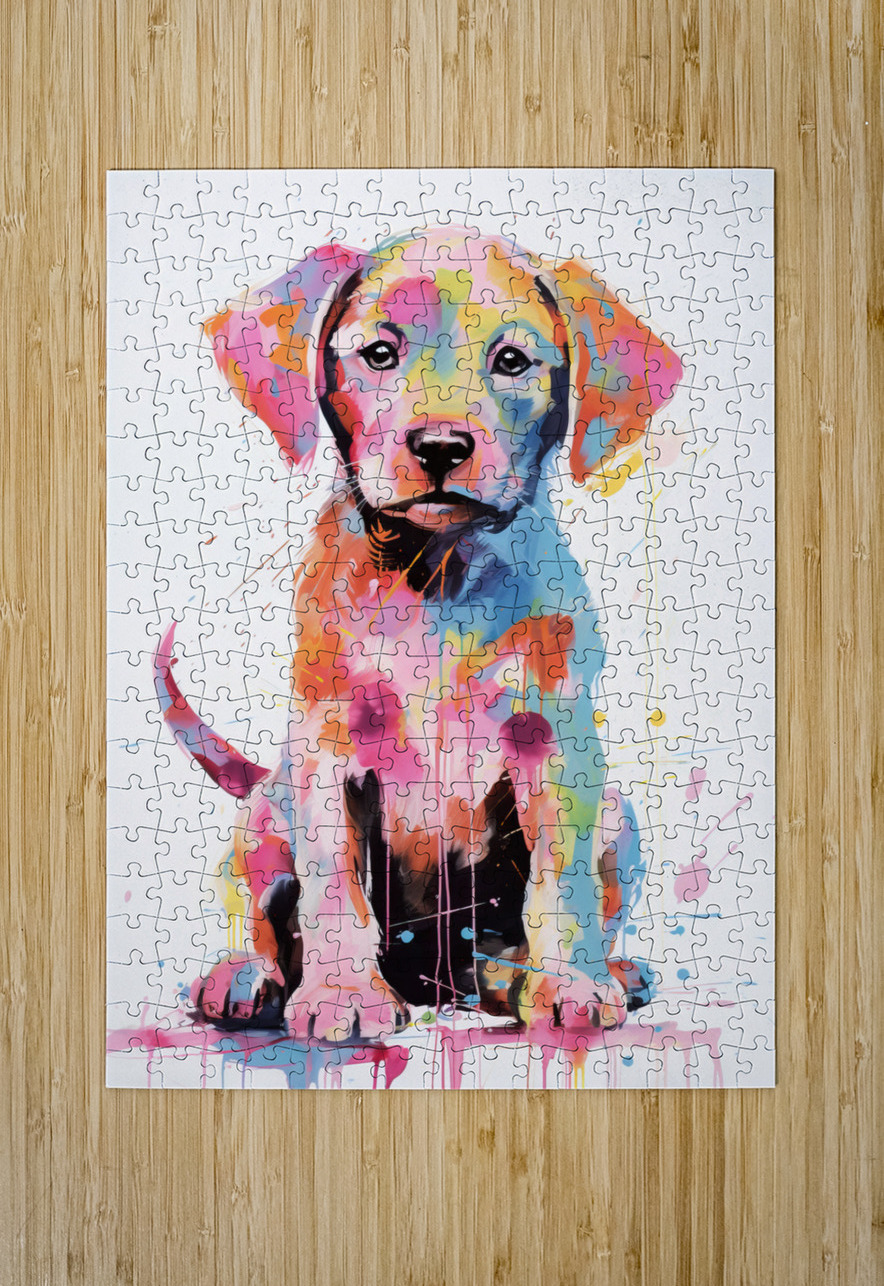 QAN 1063 – Colorful Baby Lab Bold Happy Puppy.j Masterwork Reimagined Puzzle printing