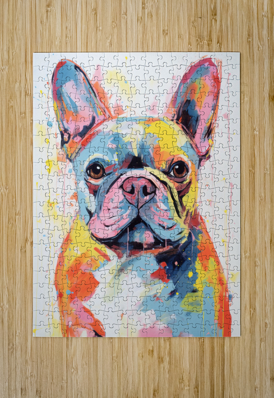 QAN 1052 – French Bulldo Colorful Happy Puppy.j Masterwork Reimagined Puzzle printing