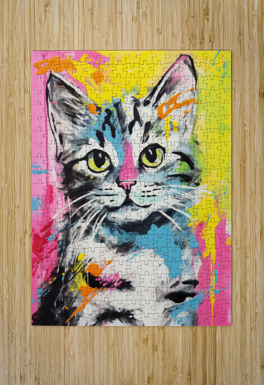 QAN 1069 – Bold Colorful Happy Cat Masterwork Reimagined Puzzle printing