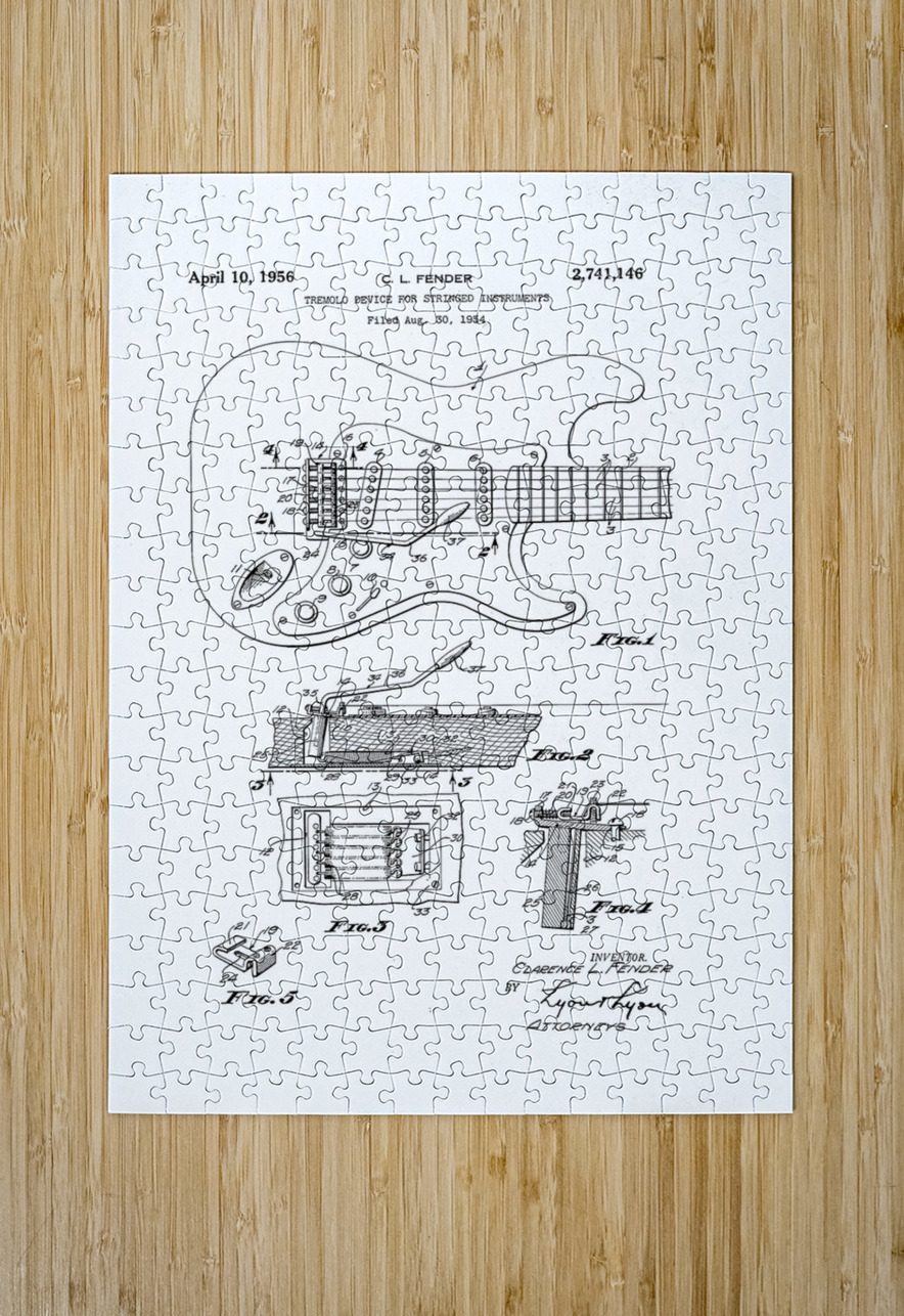 QVT 1065 – Vintage Patent Illustrations Fender Masterwork Reimagined Puzzle printing