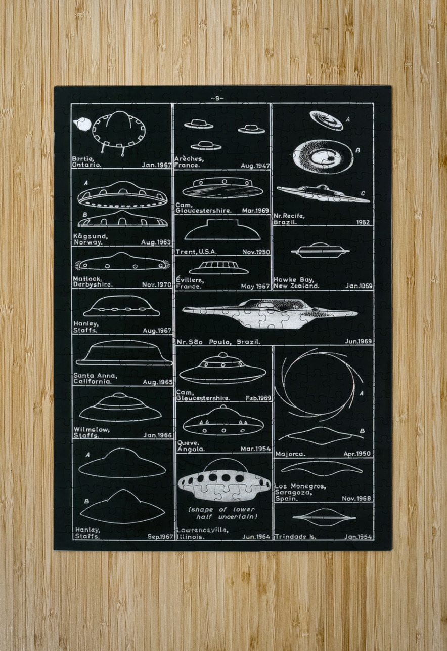 QVT 1070 – UFO Sightings Chart Unidentified Fly Masterwork Reimagined Puzzle printing