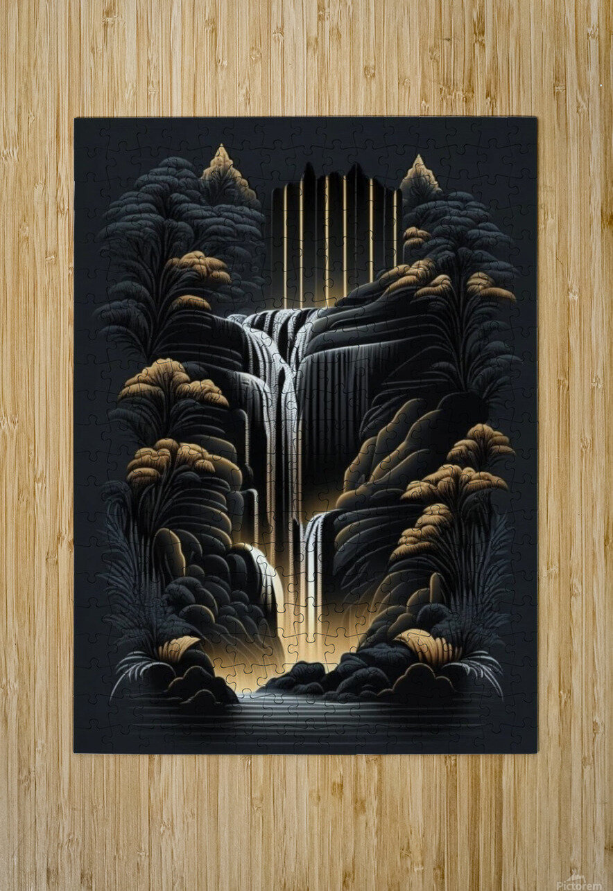 waterfall water nature springs rain drawing paint Sastroredjo Puzzle printing