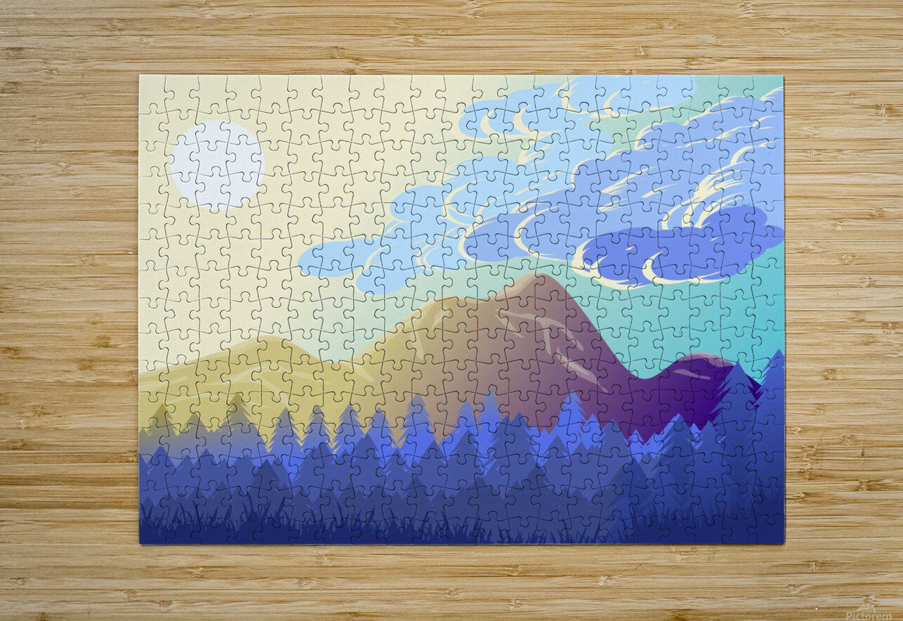 mountains forest landscape sky clouds sun sunligh Sastroredjo Puzzle printing