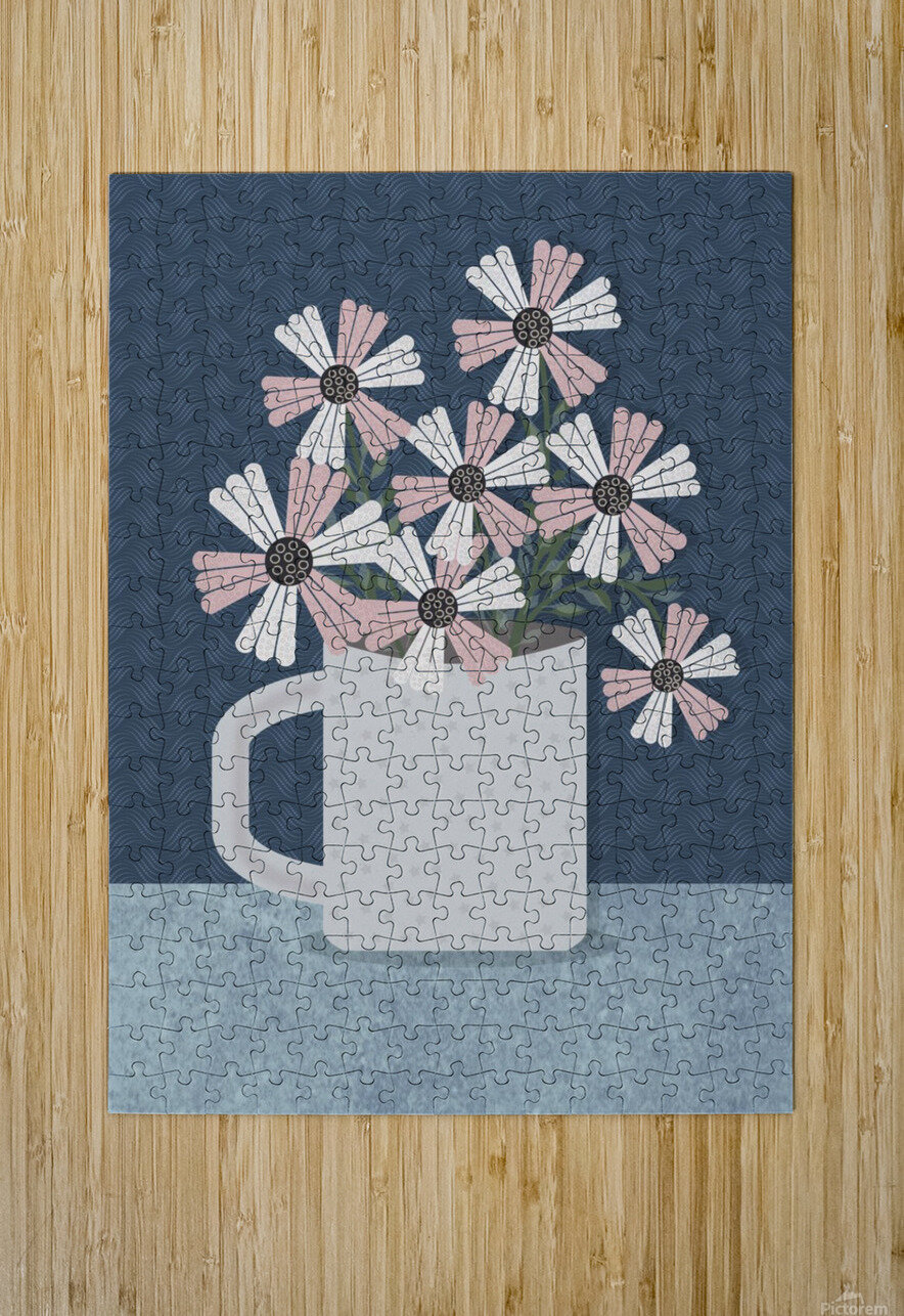 flowers mug drawing blue background pattern natur Sastroredjo Puzzle printing