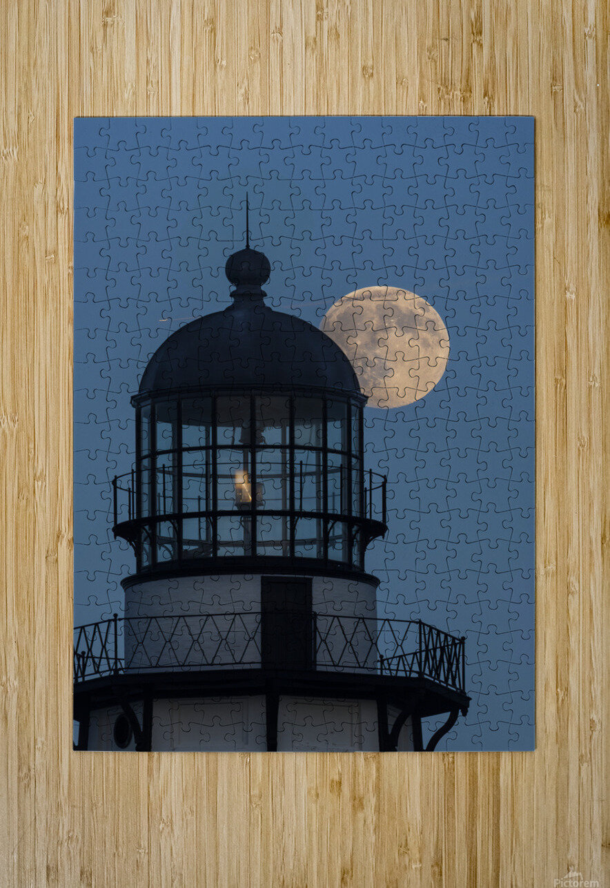 Montauk Light Lamproom Moonrise 1 RJLaBellaPhotos Puzzle printing