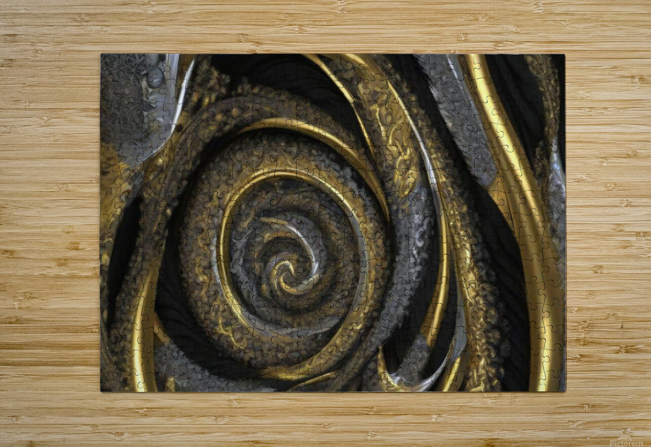 Elegance in Time: Mystical Gold Black and Silver Time Piece Collection 1 Kissed By Art2 Puzzle printing